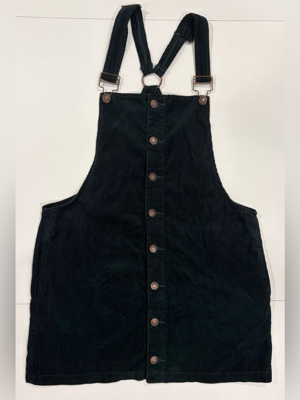 Forever 21 Classic Dark Green Corduroy Button-Up Overall Dress - Size L